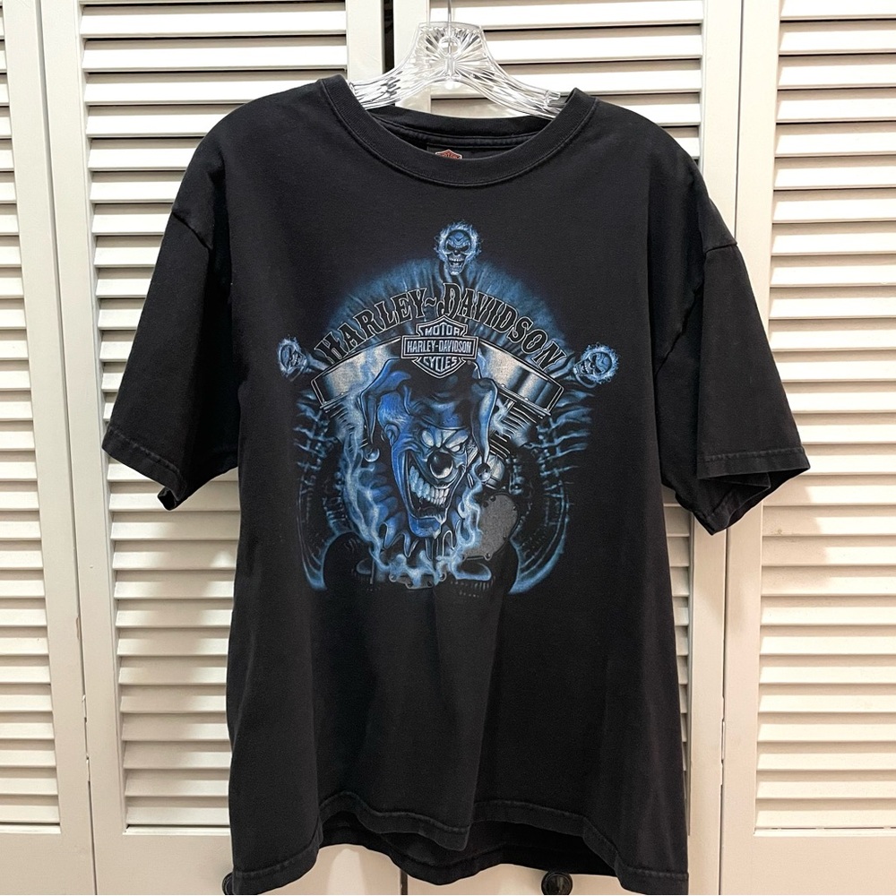 Harley Davidson Black Las Vegas Clown Biker Graphic Tee Shirt